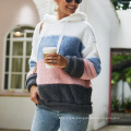 Original design autumn/winter 2019 Patchwork wool hoodie tops casual plus size loose women sweater